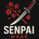 Logo of SENPAI WEAR with a sword and cherry blossoms on a black background